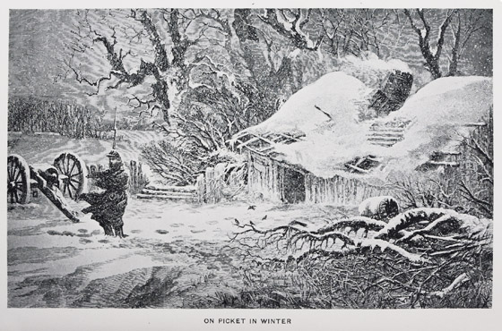 Picket Duty for either side in Winter was an unpleasant task--all the more so on Christmas Day.  Illustration by William Trego
